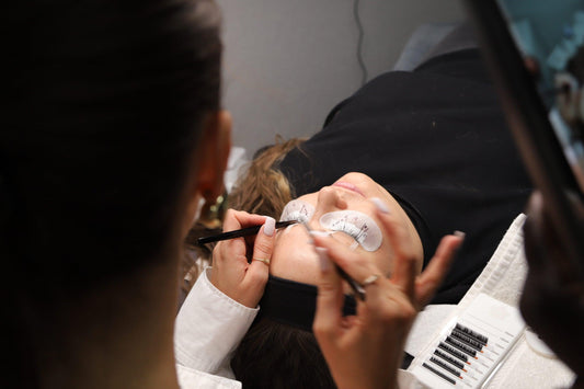 Applying lashes during Advanced Volume MasterClass
